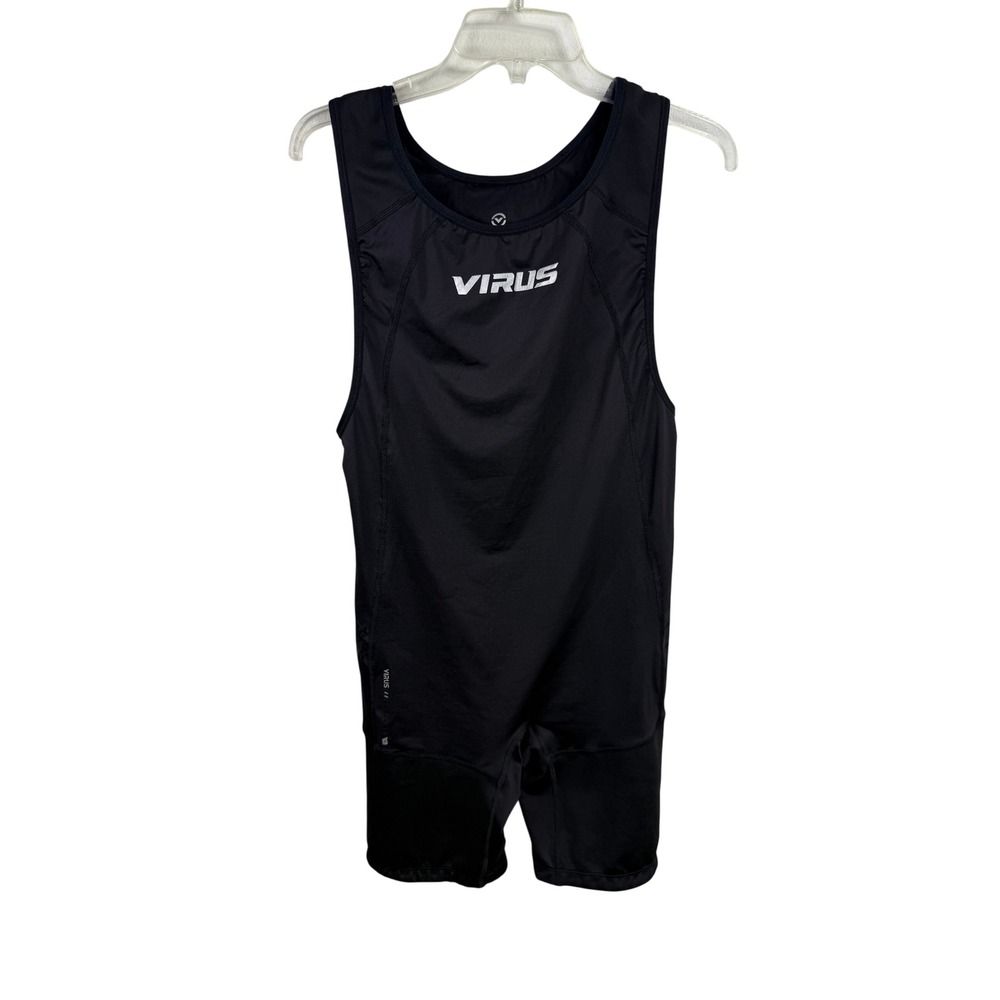 Virus Performance Mens Black Compression Weightlifting Singlet Bodysuit Large